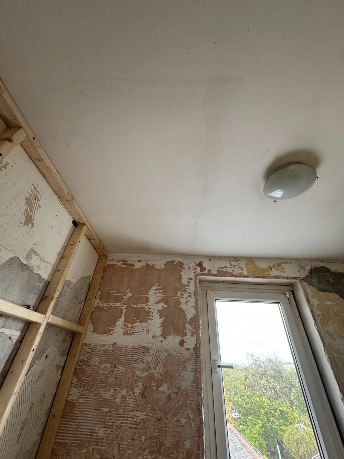 During the work: stripped walls and timber framing